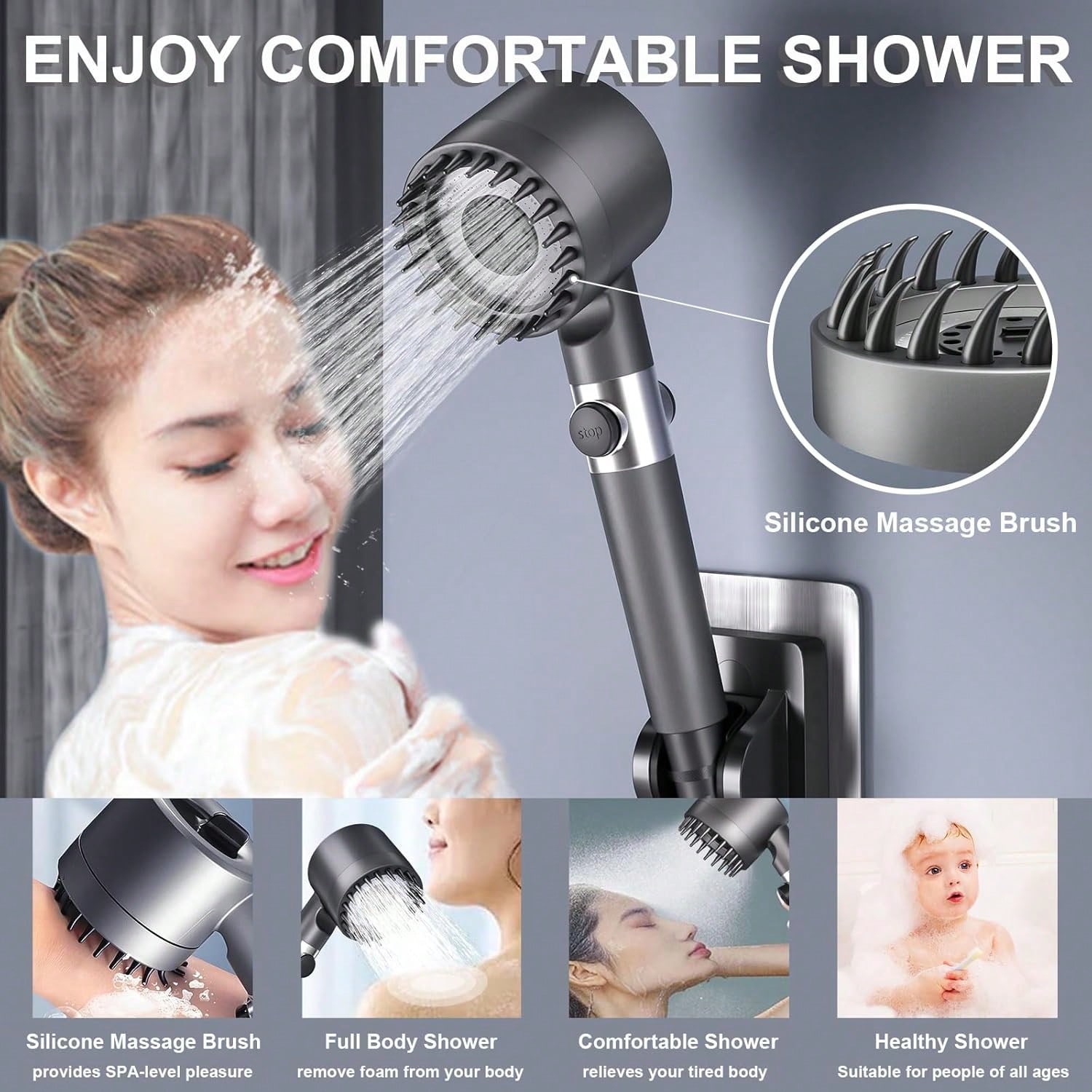 High Pressure Shower Head Handheld - High-Pressure Handheld Shower Head With 5