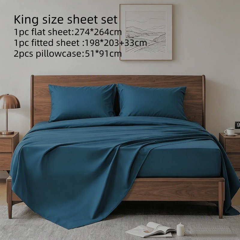 4Pcs King Size Bed Sheet Set 1 - огляд і ціна Fitted Bed Sheets Deep Pocket