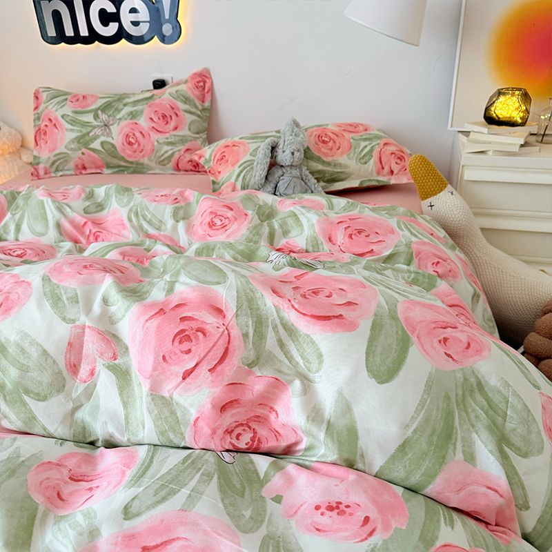 Pink Rose Duvet Cover Set with - огляд і ціна Duvet Cover Sets With Zipper